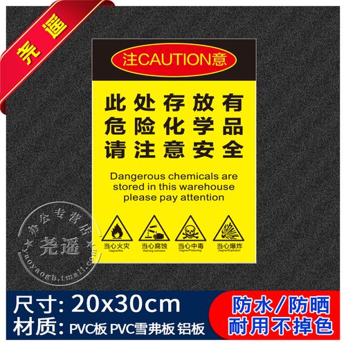 化学品禁止吸烟提示牌消防安全标识牌警告标志用电车间工厂标识贴纸